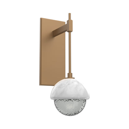 Cabochon Tempo LED Wall Light in Novel Brass/Smoke Blown Glass (White Marble).