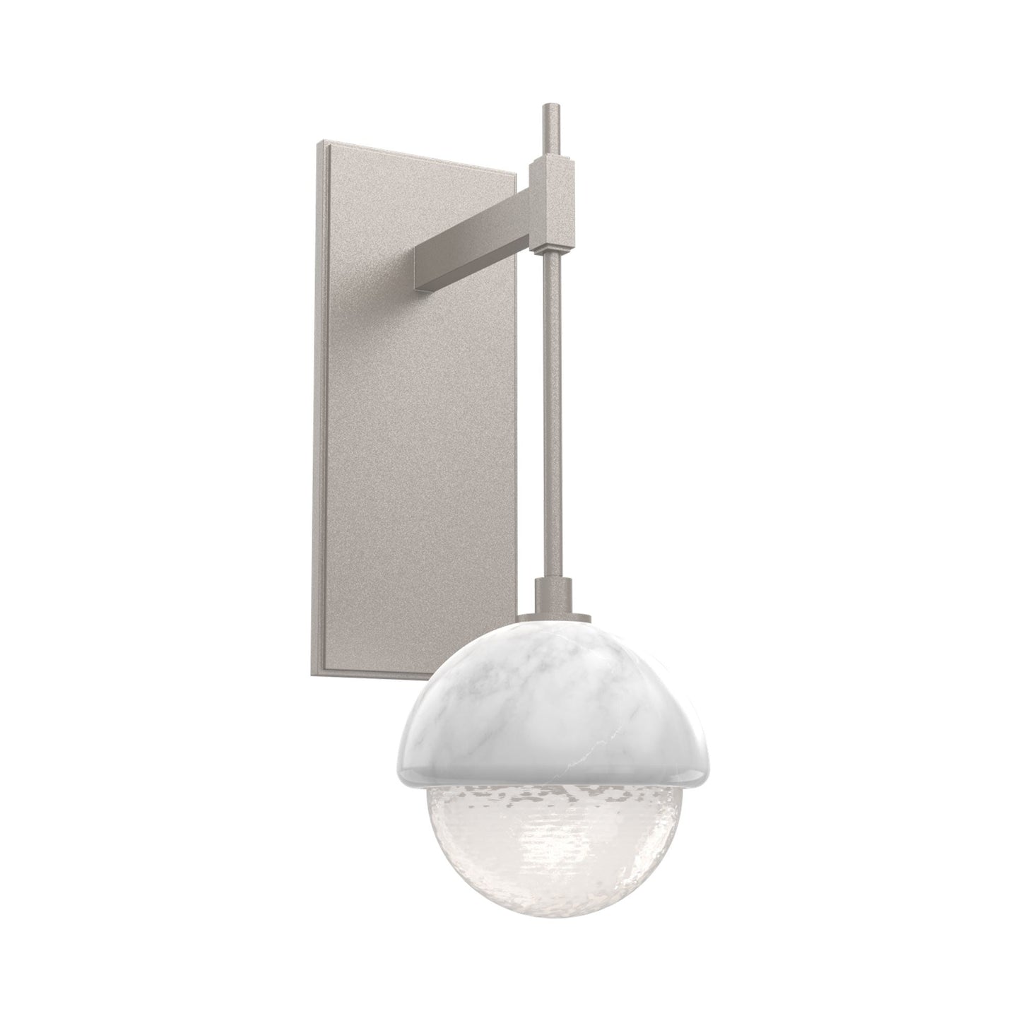 Cabochon Tempo LED Wall Light in Beige Silver/White Blown Glass (White Marble).