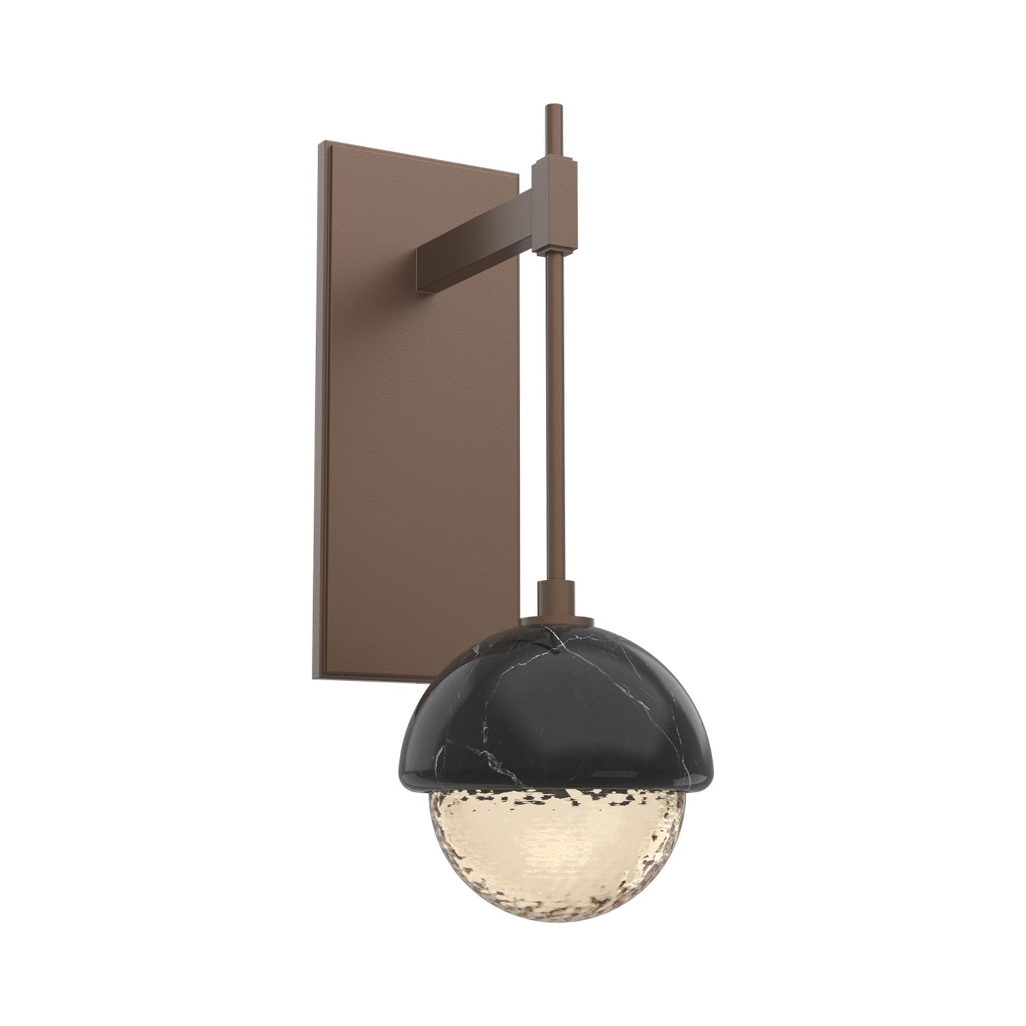 Cabochon Tempo LED Wall Light in Burnished Bronze/Amber Blown Glass (Black Marble).