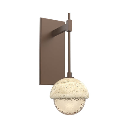 Cabochon Tempo LED Wall Light in Burnished Bronze/Amber Blown Glass (Travertine).
