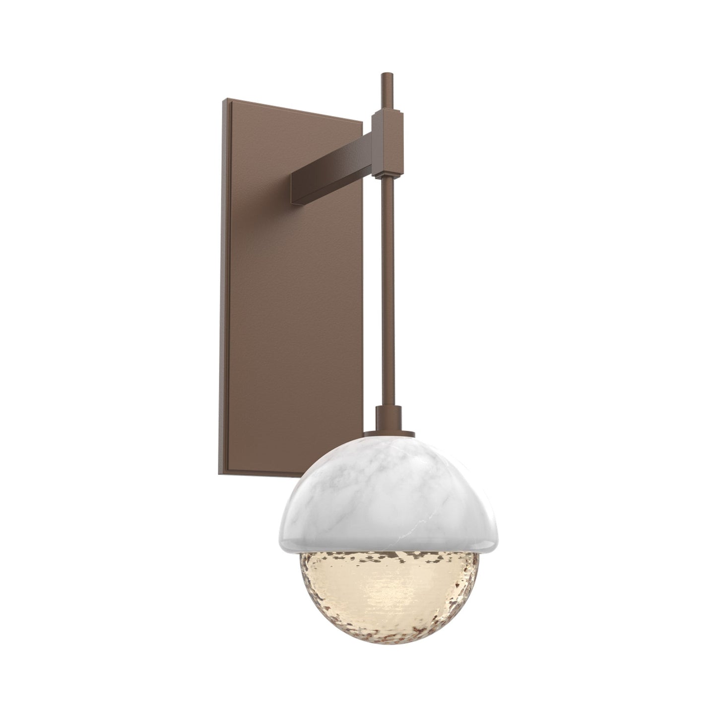 Cabochon Tempo LED Wall Light in Burnished Bronze/Amber Blown Glass (White Marble).