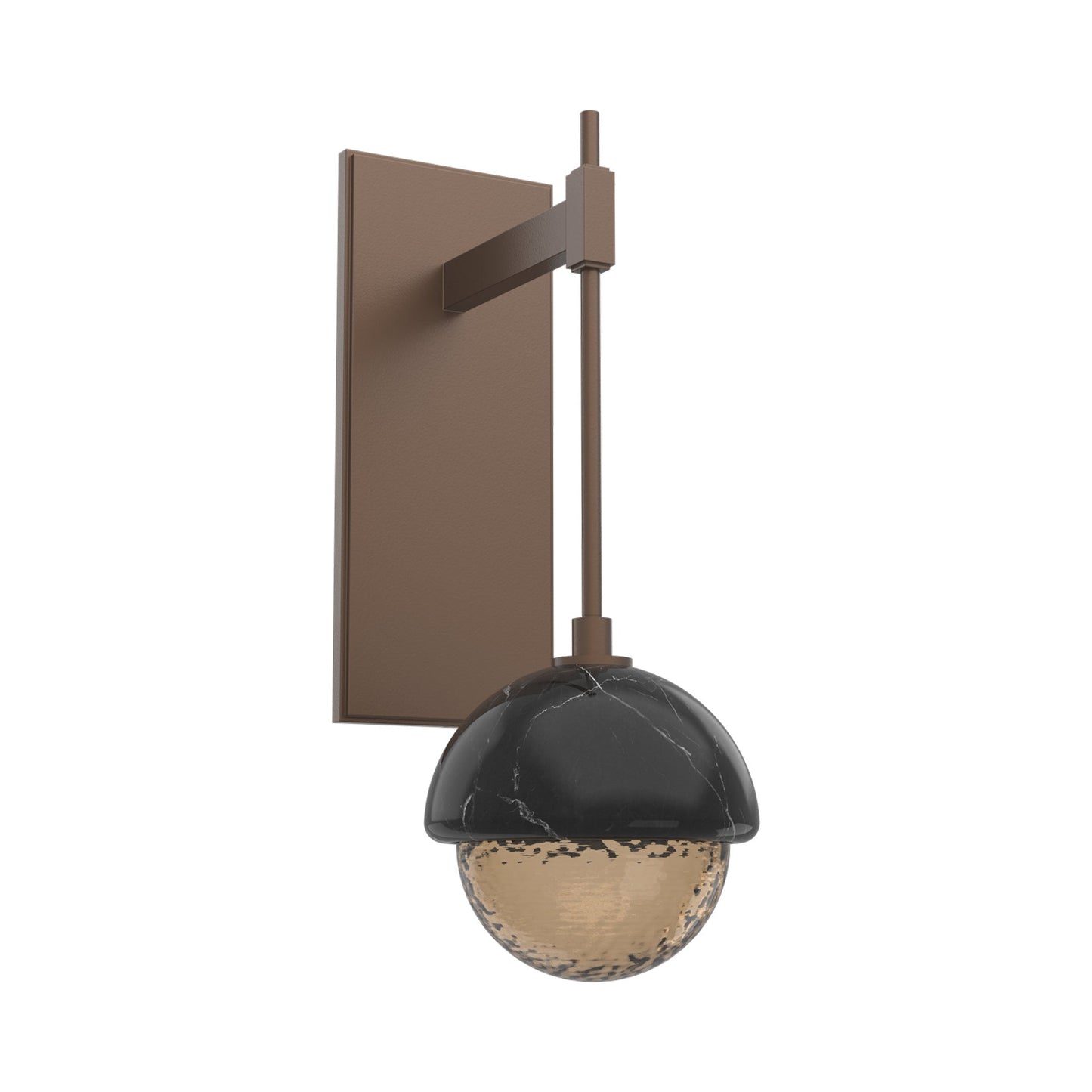 Cabochon Tempo LED Wall Light in Burnished Bronze/Bronze Blown Glass (Black Marble).