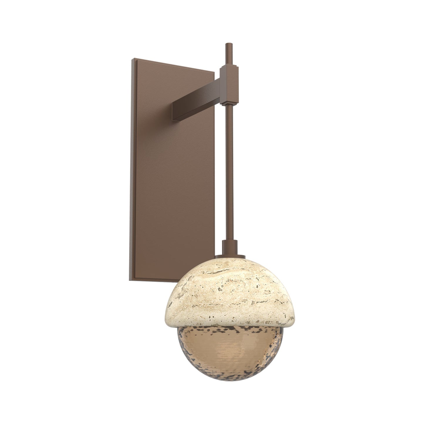 Cabochon Tempo LED Wall Light in Burnished Bronze/Bronze Blown Glass (Travertine).