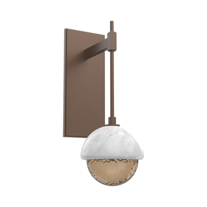 Cabochon Tempo LED Wall Light in Burnished Bronze/Bronze Blown Glass (White Marble).