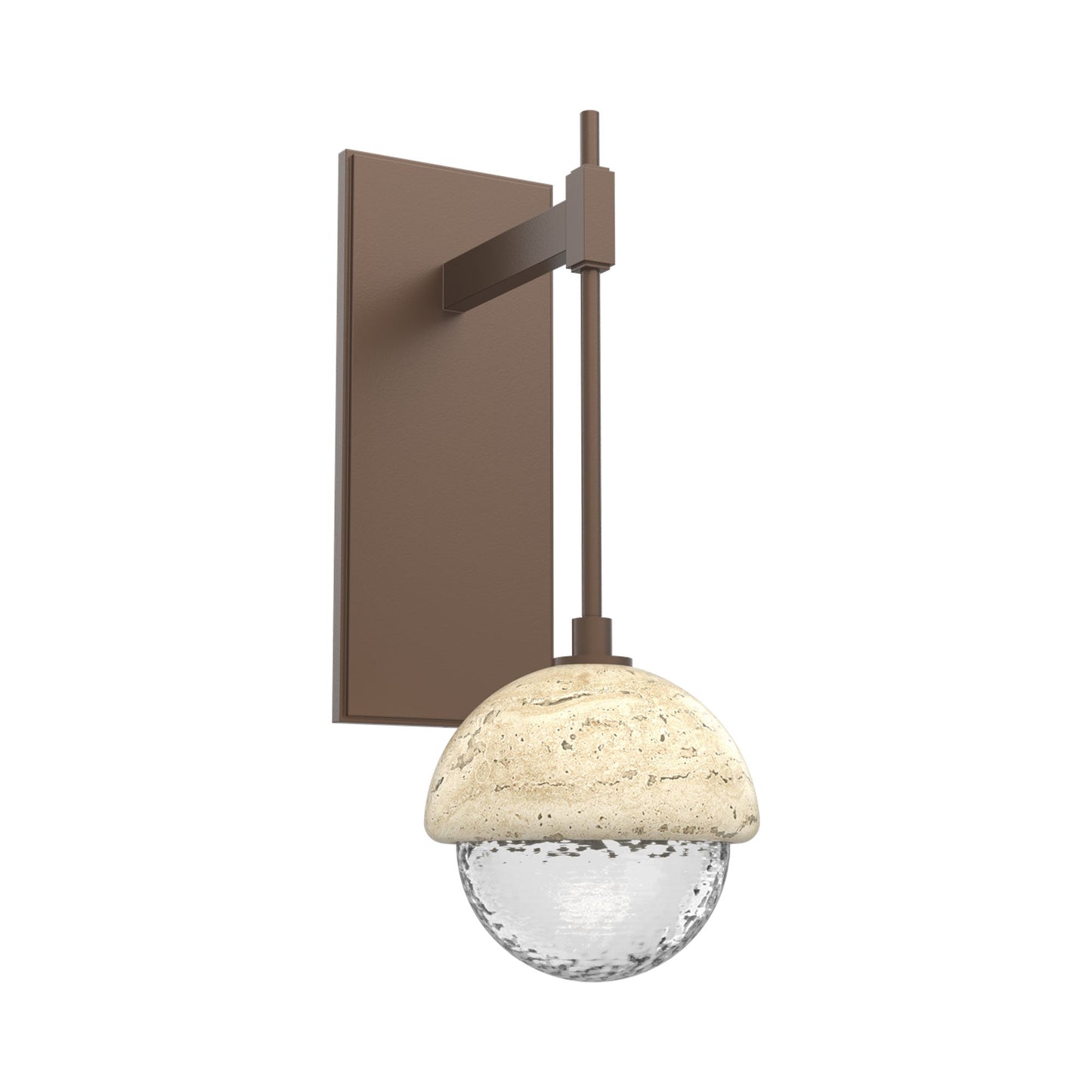 Cabochon Tempo LED Wall Light in Burnished Bronze/Clear Blown Glass (Travertine).