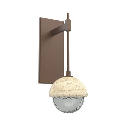 Cabochon Tempo LED Wall Light in Burnished Bronze/Smoke Blown Glass (Travertine).
