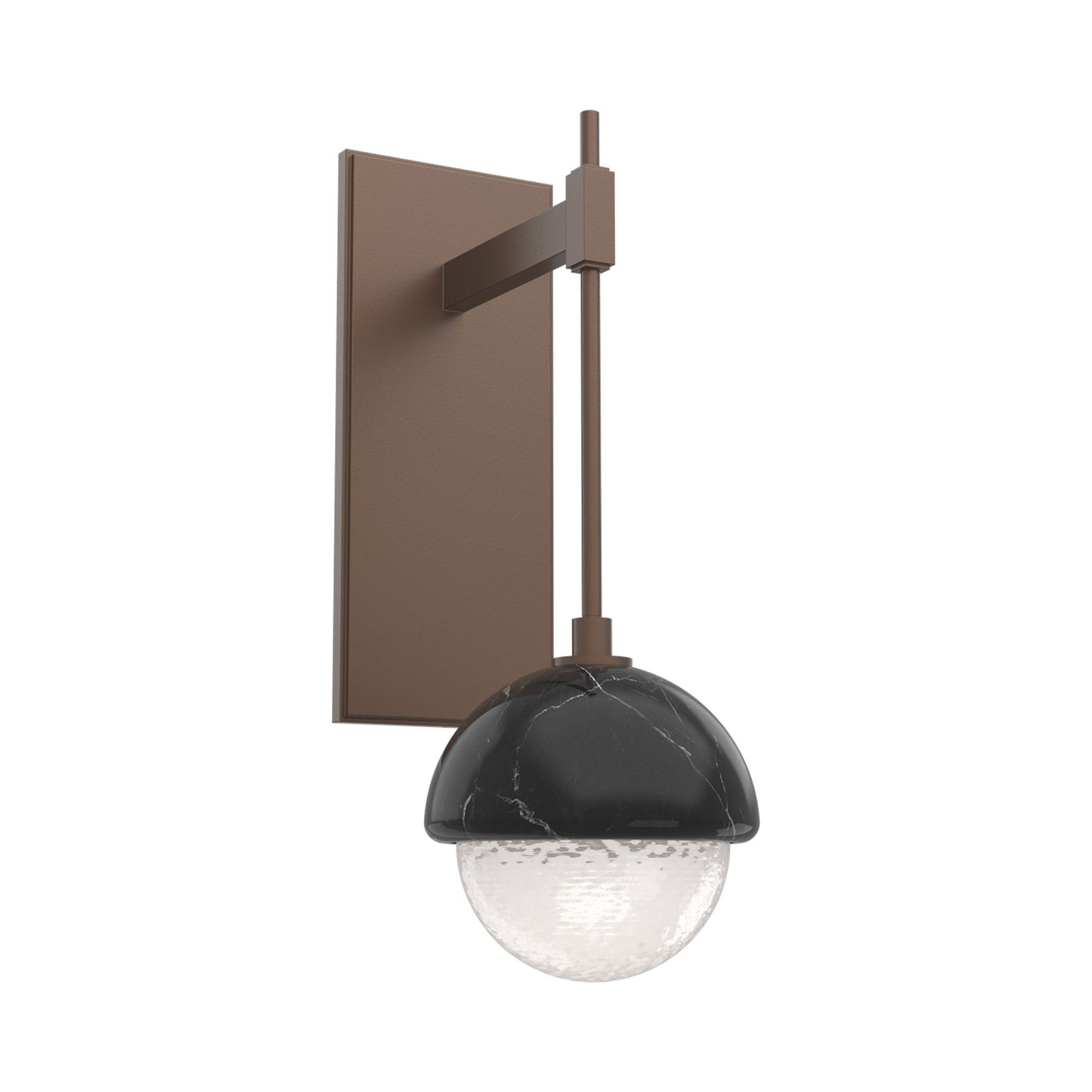 Cabochon Tempo LED Wall Light in Burnished Bronze/White Blown Glass (Black Marble).