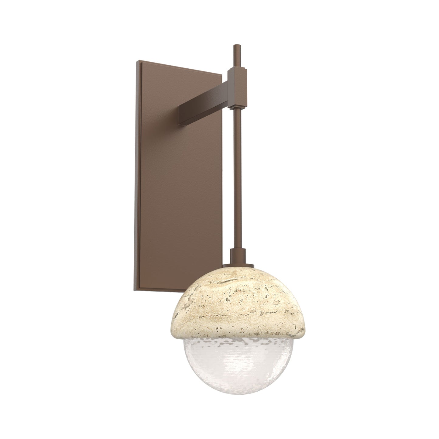 Cabochon Tempo LED Wall Light in Burnished Bronze/White Blown Glass (Travertine).