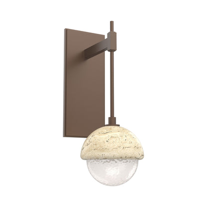 Cabochon Tempo LED Wall Light in Burnished Bronze/White Blown Glass (Travertine).