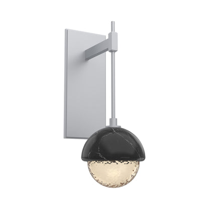 Cabochon Tempo LED Wall Light in Classic Silver/Amber Blown Glass (Black Marble).