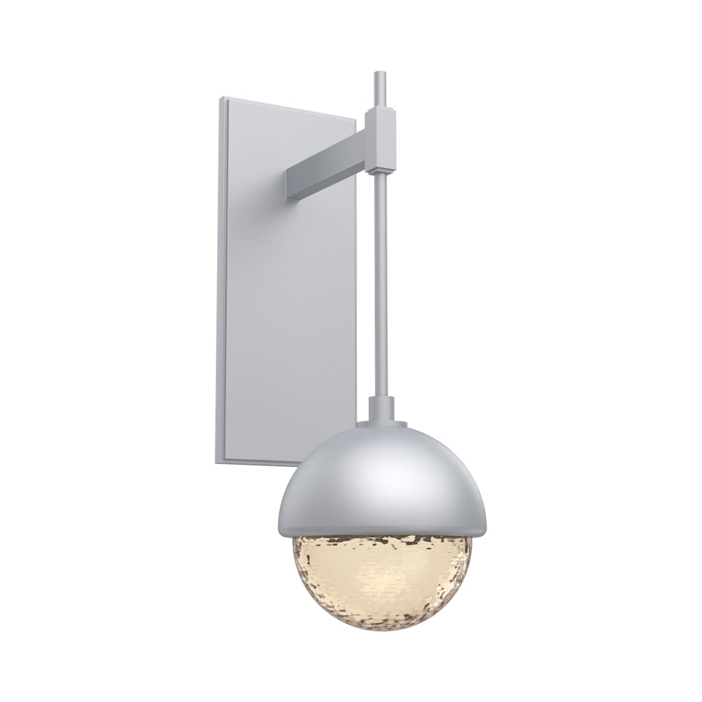 Cabochon Tempo LED Wall Light in Classic Silver/Amber Blown Glass (Matching Finish).