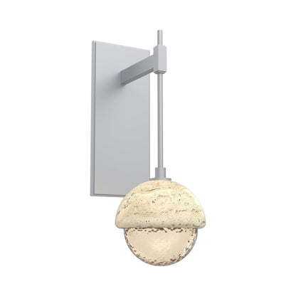 Cabochon Tempo LED Wall Light in Classic Silver/Amber Blown Glass (Travertine).