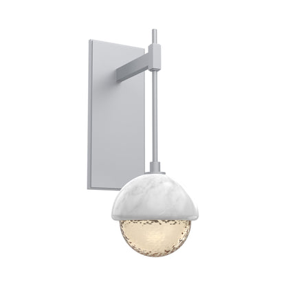 Cabochon Tempo LED Wall Light in Classic Silver/Amber Blown Glass (White Marble).