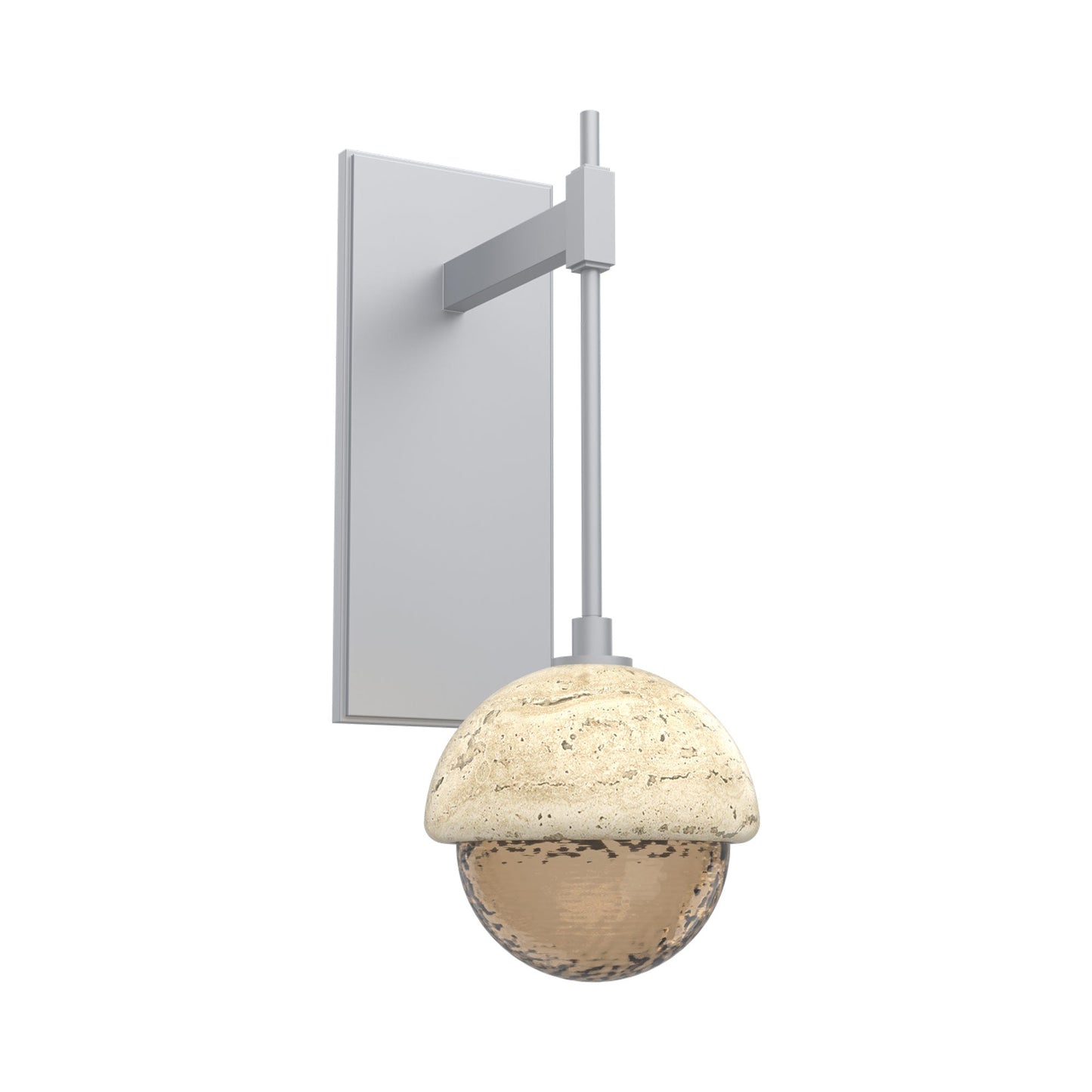 Cabochon Tempo LED Wall Light in Classic Silver/Bronze Blown Glass (Travertine).