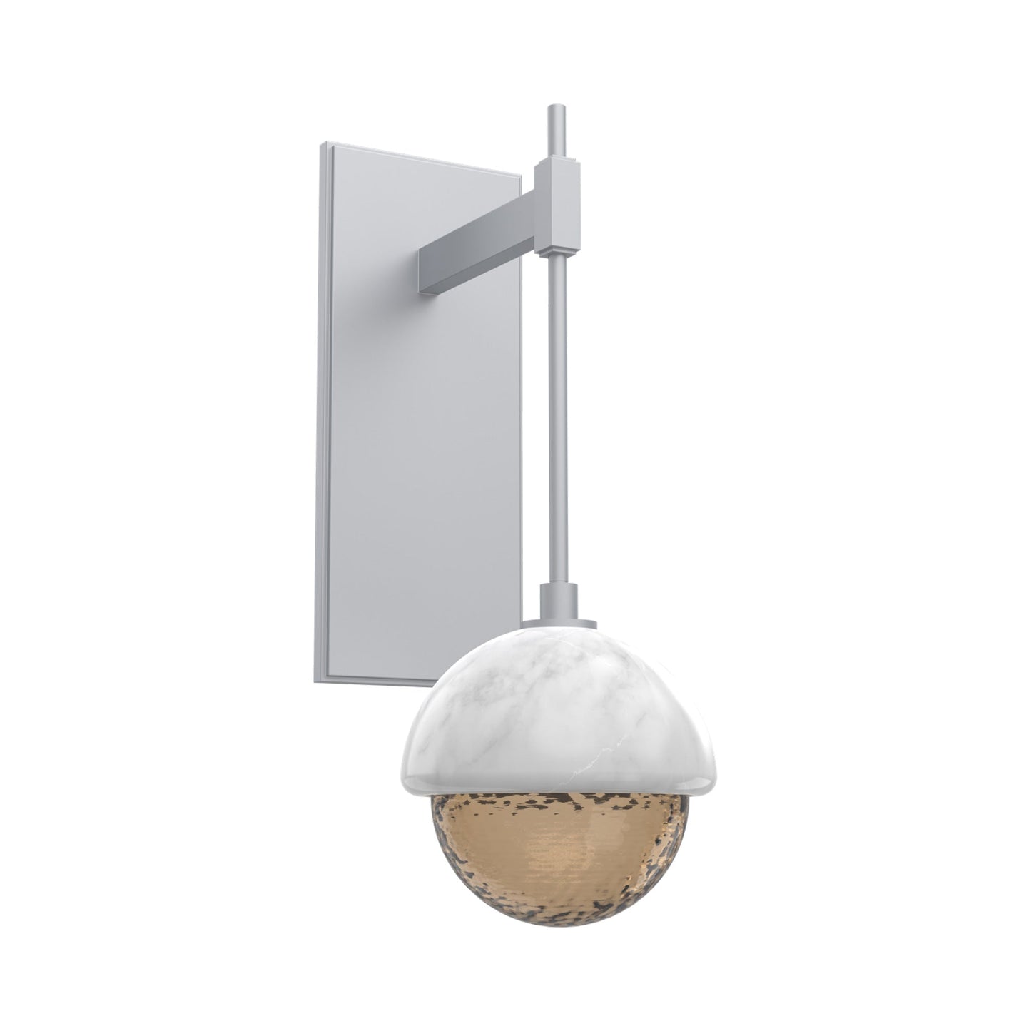 Cabochon Tempo LED Wall Light in Classic Silver/Bronze Blown Glass (White Marble).