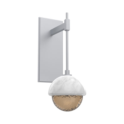 Cabochon Tempo LED Wall Light in Classic Silver/Bronze Blown Glass (White Marble).