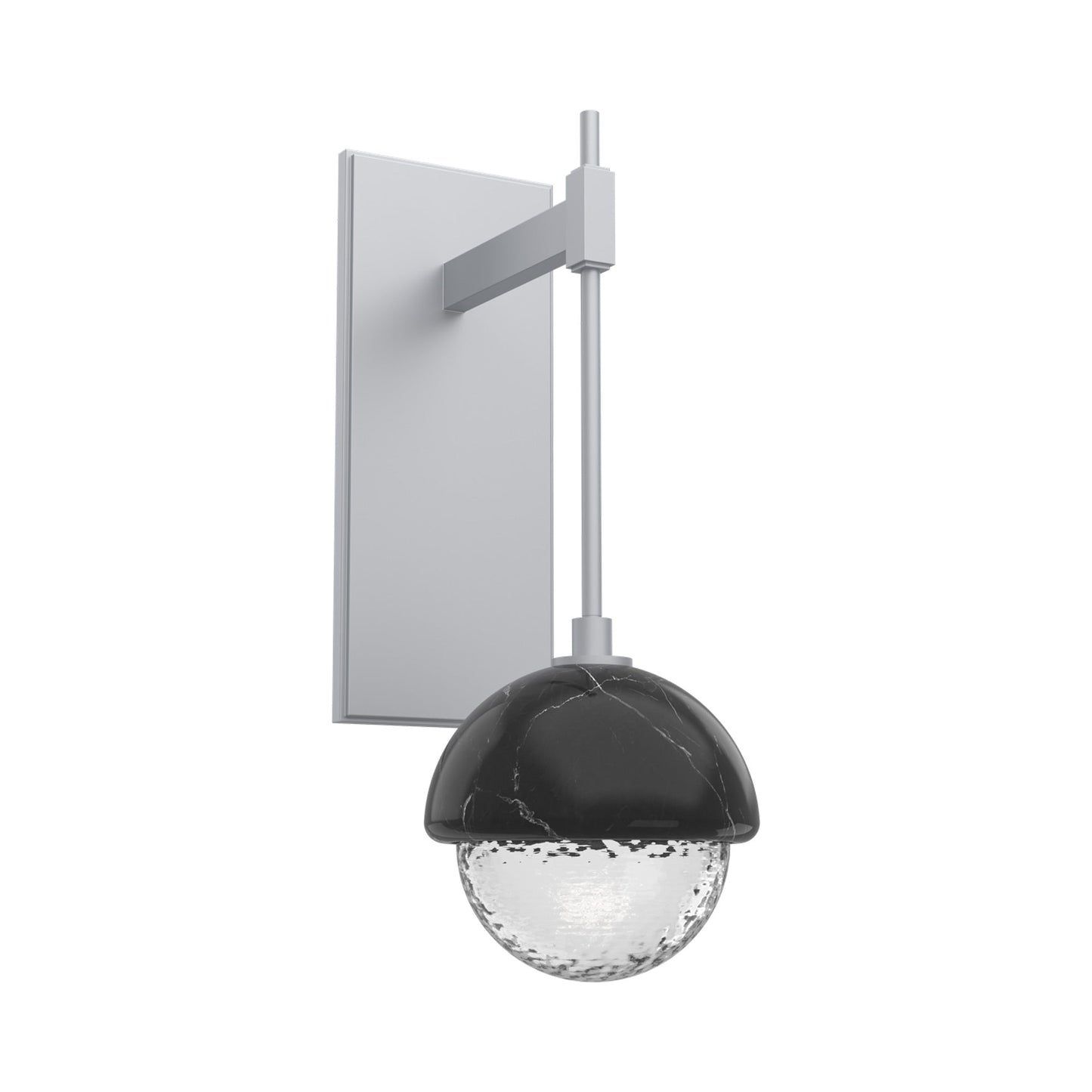 Cabochon Tempo LED Wall Light in Classic Silver/Clear Blown Glass (Black Marble).