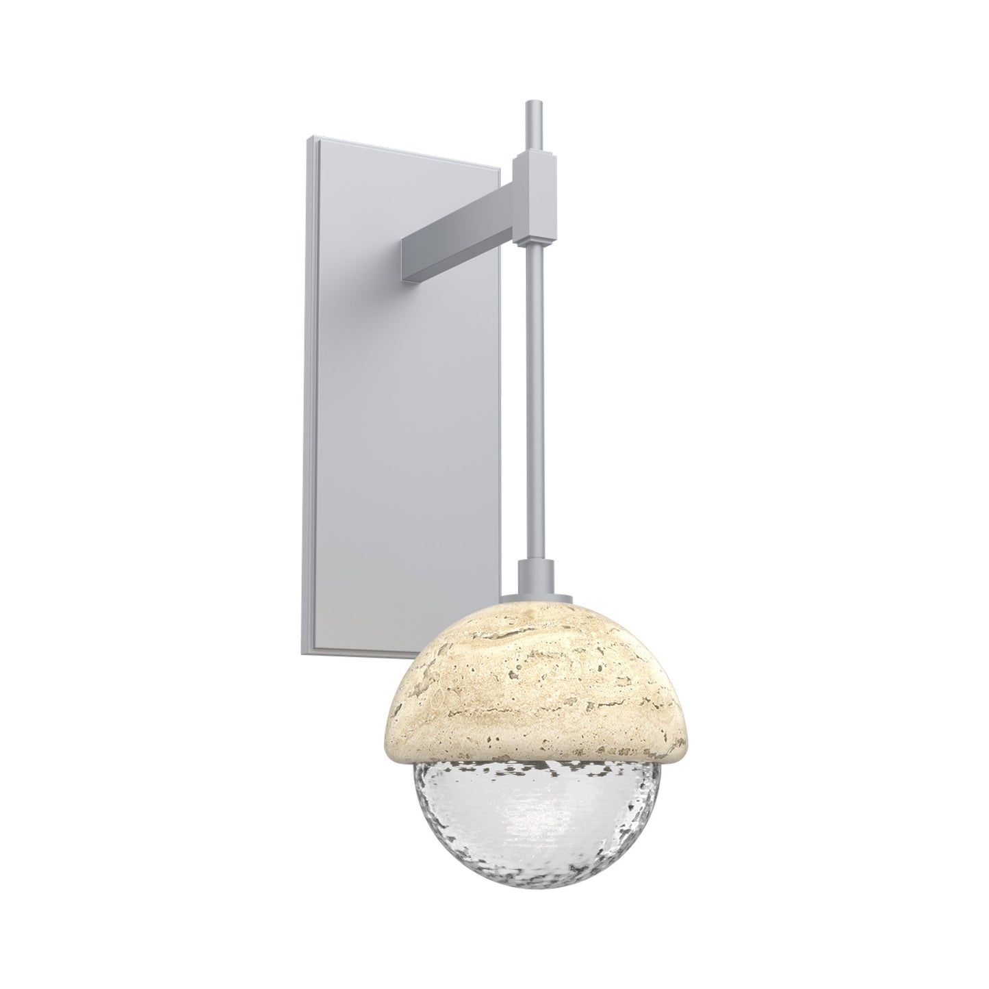 Cabochon Tempo LED Wall Light in Classic Silver/Clear Blown Glass (Travertine).
