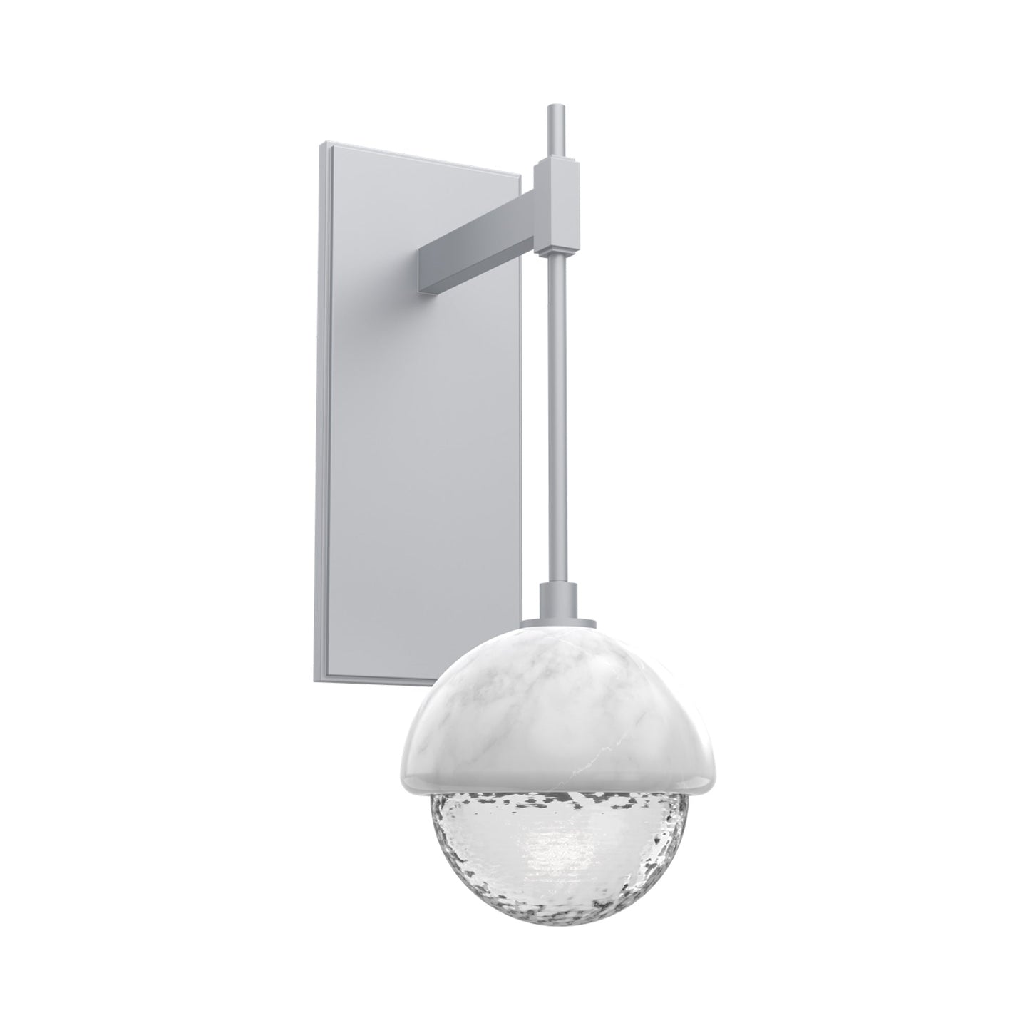 Cabochon Tempo LED Wall Light in Classic Silver/Clear Blown Glass (White Marble).