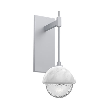 Cabochon Tempo LED Wall Light in Classic Silver/Clear Blown Glass (White Marble).
