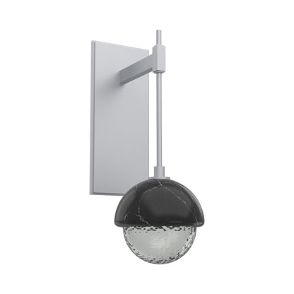 Cabochon Tempo LED Wall Light in Classic Silver/Smoke Blown Glass (Black Marble).