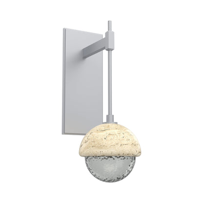 Cabochon Tempo LED Wall Light in Classic Silver/Smoke Blown Glass (Travertine).