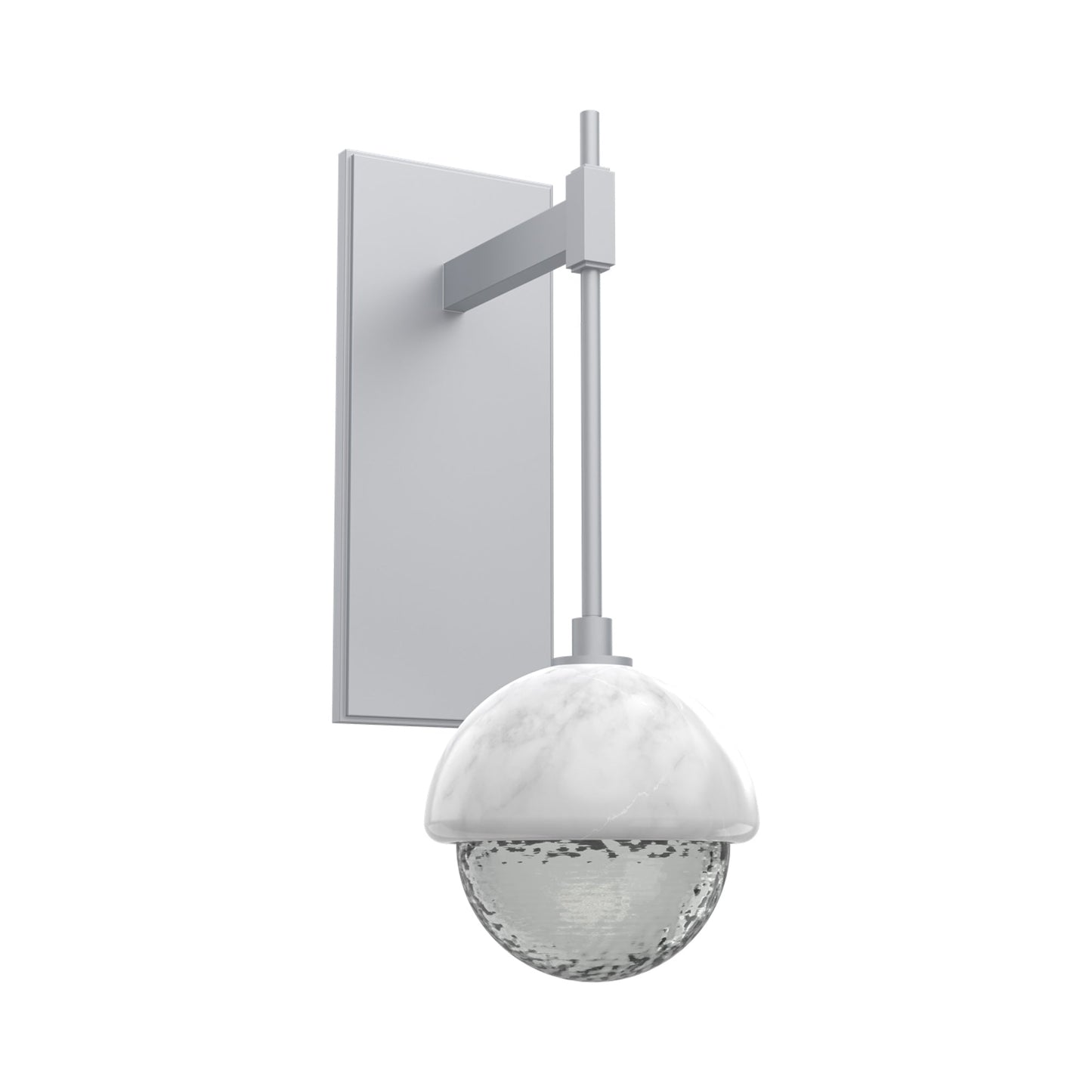 Cabochon Tempo LED Wall Light in Classic Silver/Smoke Blown Glass (White Marble).