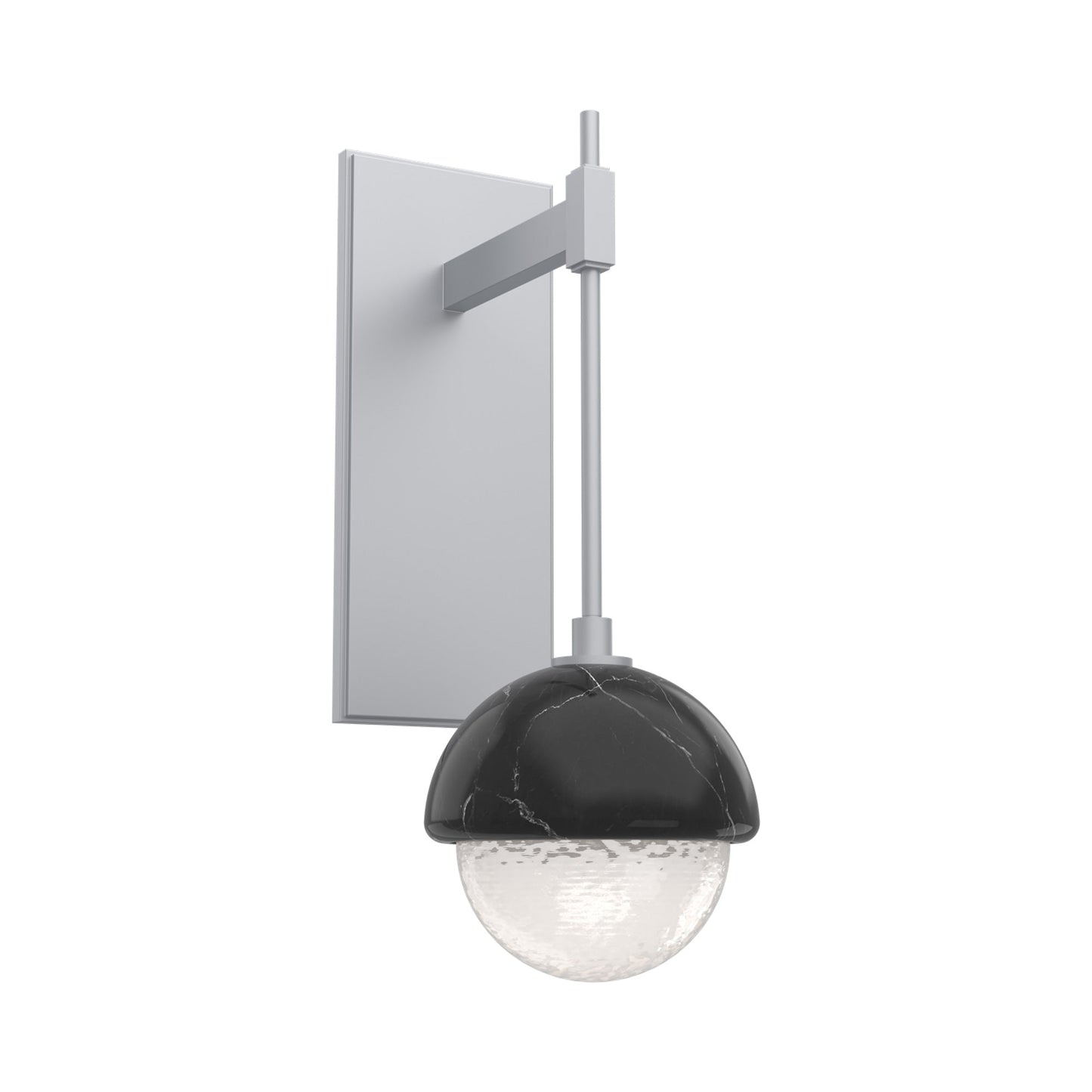 Cabochon Tempo LED Wall Light in Classic Silver/White Blown Glass (Black Marble).
