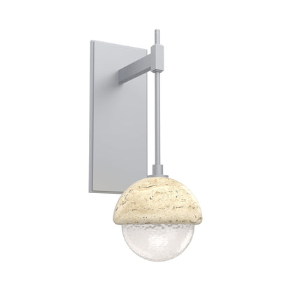 Cabochon Tempo LED Wall Light in Classic Silver/White Blown Glass (Travertine).