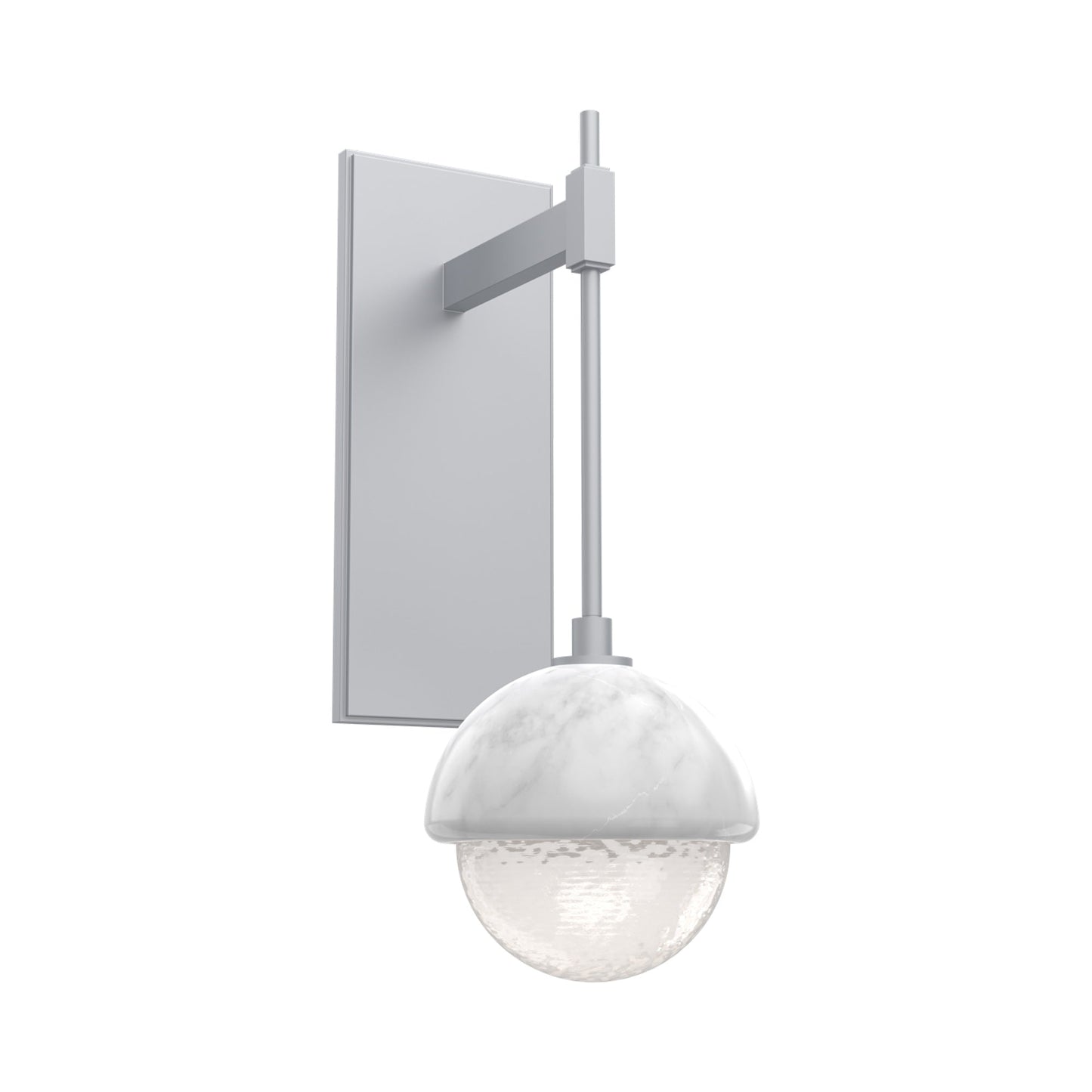 Cabochon Tempo LED Wall Light in Classic Silver/White Blown Glass (White Marble).