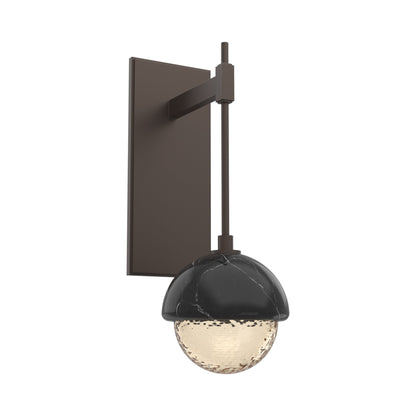 Cabochon Tempo LED Wall Light in Flat Bronze/Amber Blown Glass (Black Marble).