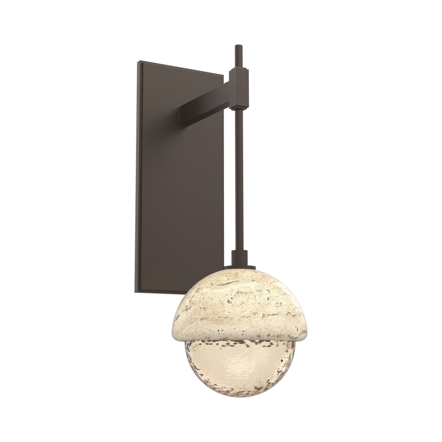 Cabochon Tempo LED Wall Light in Flat Bronze/Amber Blown Glass (Travertine).