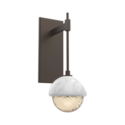 Cabochon Tempo LED Wall Light in Flat Bronze/Amber Blown Glass (White Marble).