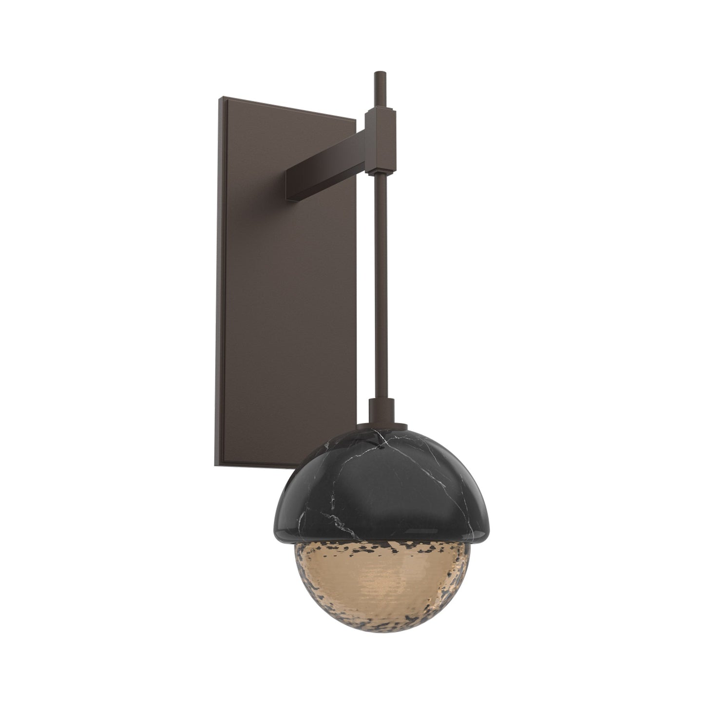 Cabochon Tempo LED Wall Light in Flat Bronze/Bronze Blown Glass (Black Marble).