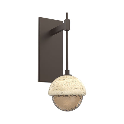 Cabochon Tempo LED Wall Light in Flat Bronze/Bronze Blown Glass (Travertine).