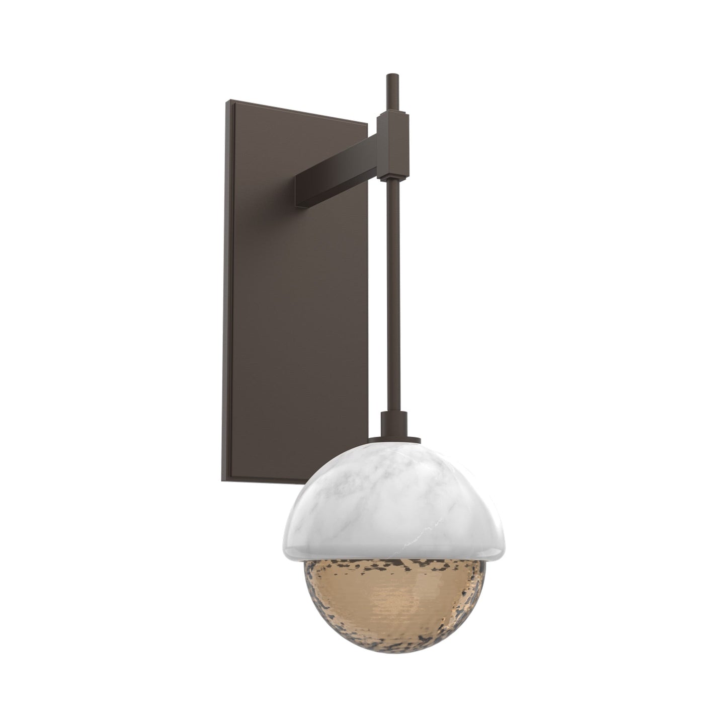 Cabochon Tempo LED Wall Light in Flat Bronze/Bronze Blown Glass (White Marble).