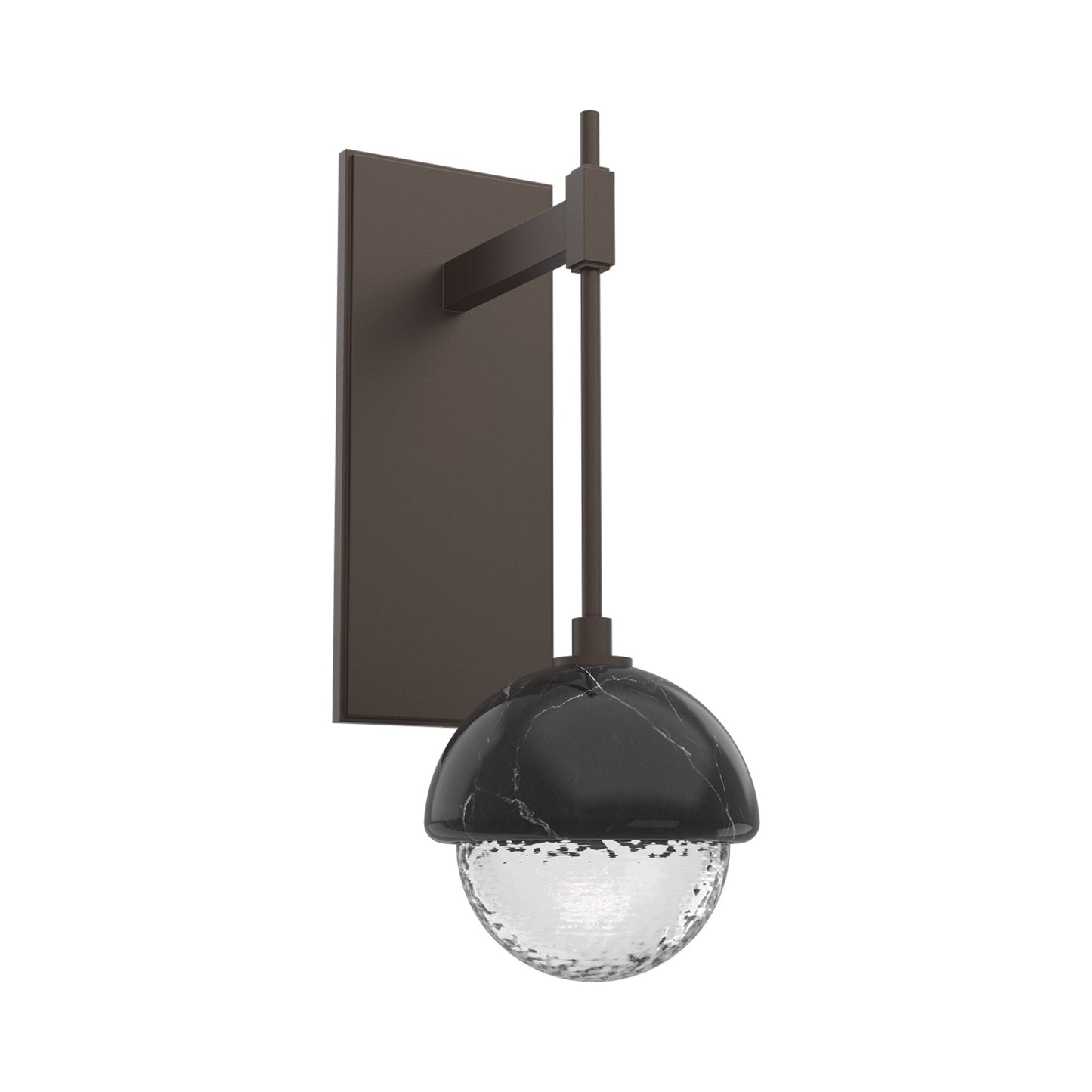Cabochon Tempo LED Wall Light in Flat Bronze/Clear Blown Glass (Black Marble).