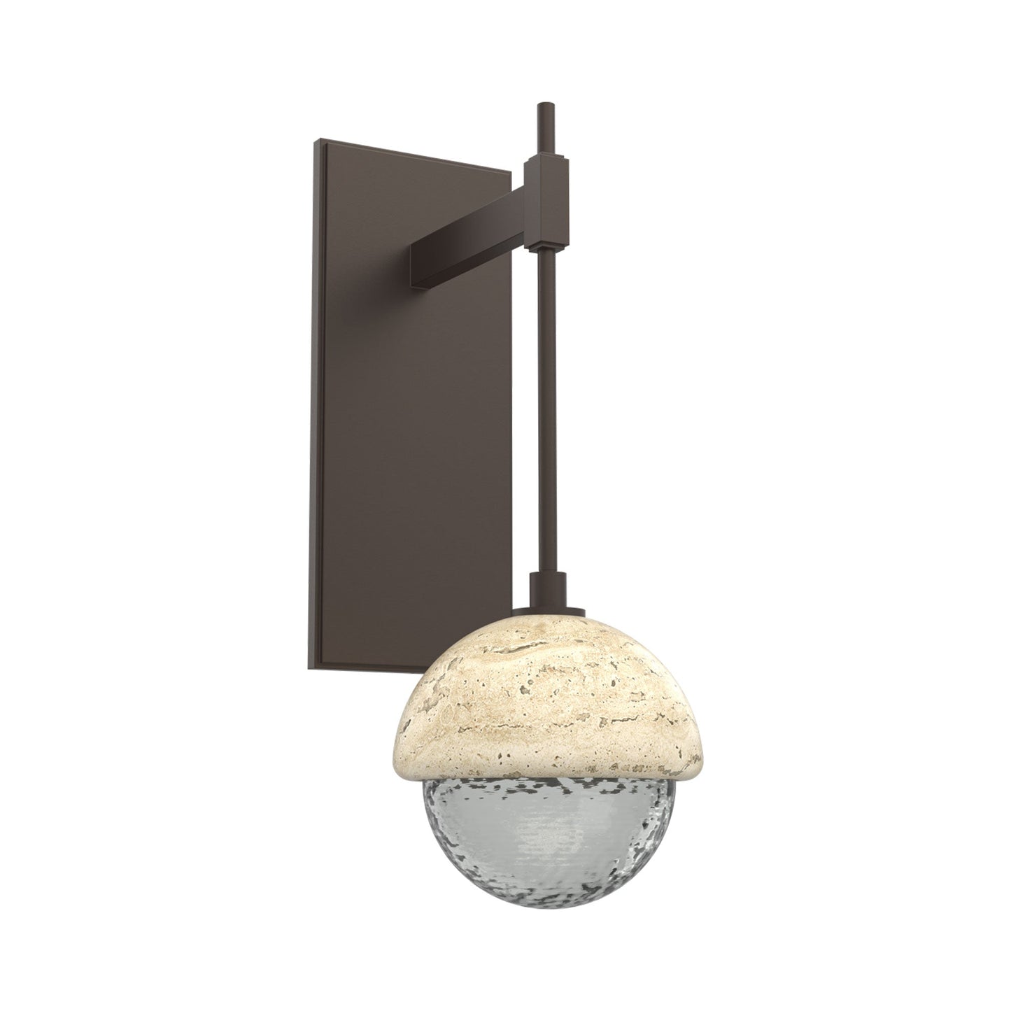 Cabochon Tempo LED Wall Light in Flat Bronze/Smoke Blown Glass (Travertine).