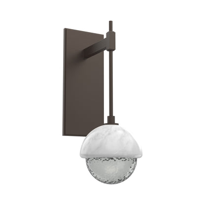 Cabochon Tempo LED Wall Light in Flat Bronze/Smoke Blown Glass (White Marble).
