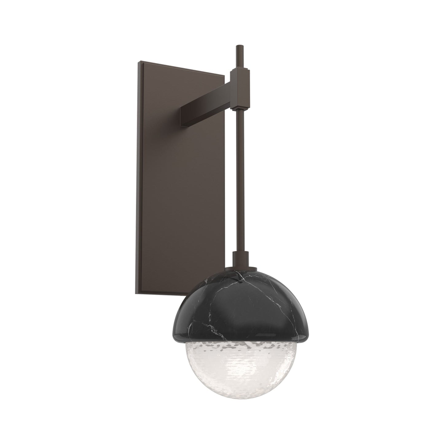 Cabochon Tempo LED Wall Light in Flat Bronze/White Blown Glass (Black Marble).