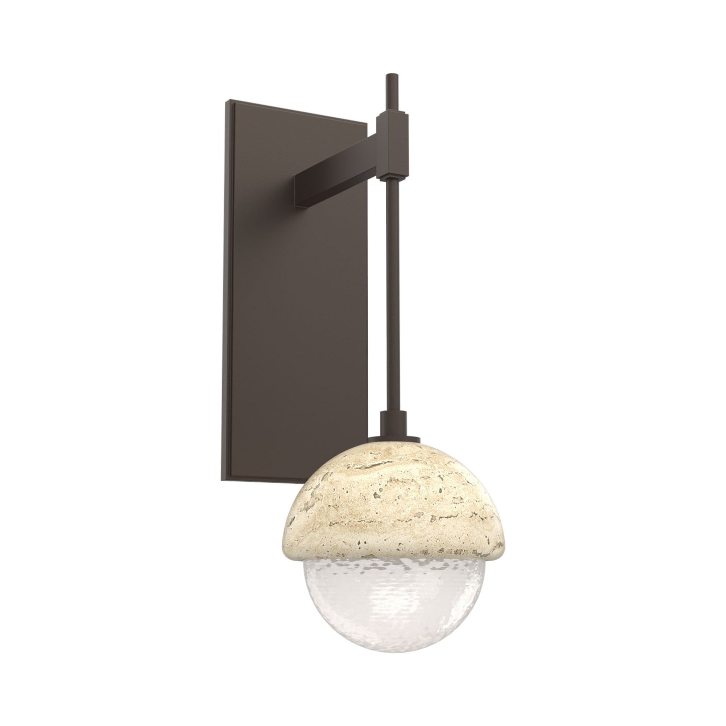 Cabochon Tempo LED Wall Light in Flat Bronze/White Blown Glass (Travertine).