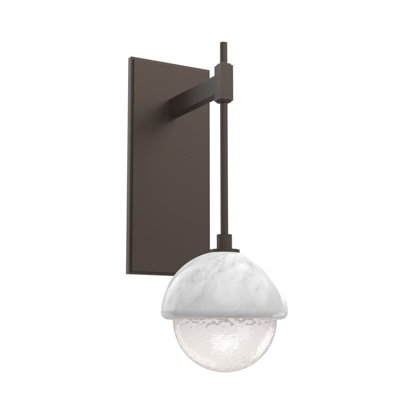 Cabochon Tempo LED Wall Light in Flat Bronze/White Blown Glass (White Marble).