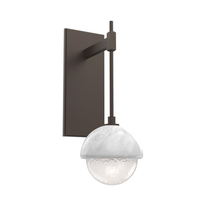 Cabochon Tempo LED Wall Light in Flat Bronze/White Blown Glass (White Marble).
