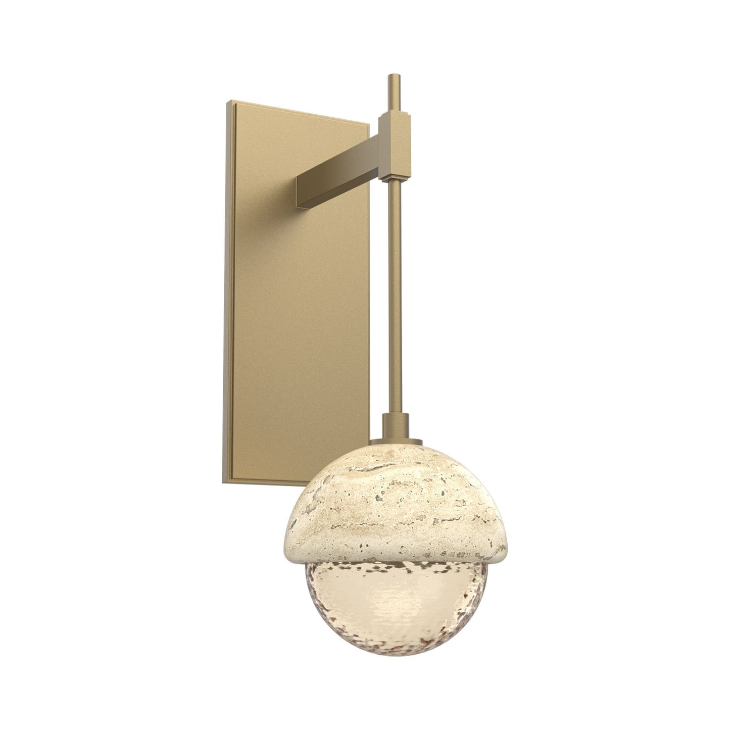 Cabochon Tempo LED Wall Light in Gilded Brass/Amber Blown Glass (Travertine).