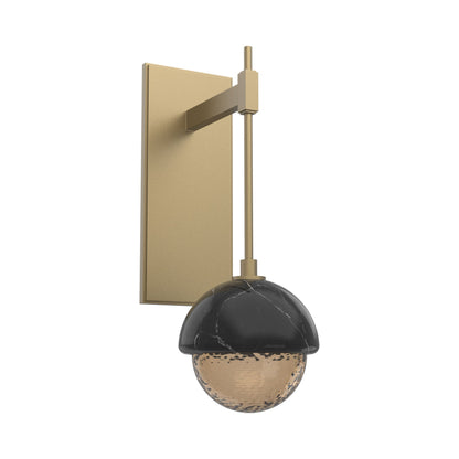 Cabochon Tempo LED Wall Light in Gilded Brass/Bronze Blown Glass (Black Marble).