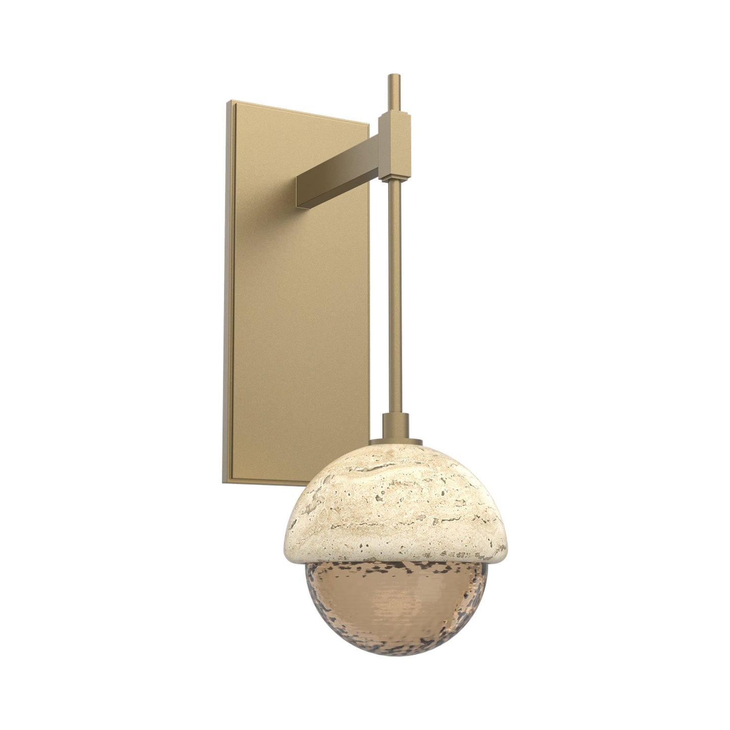 Cabochon Tempo LED Wall Light in Gilded Brass/Bronze Blown Glass (Travertine).