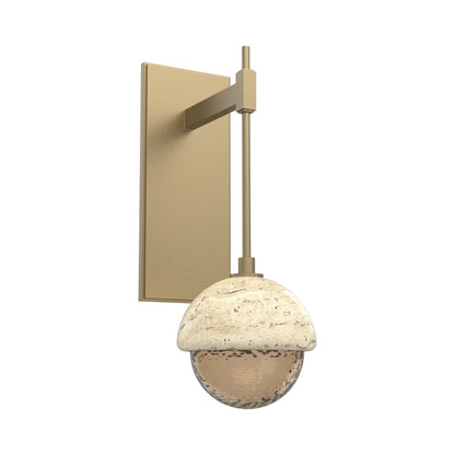 Cabochon Tempo LED Wall Light in Gilded Brass/Bronze Blown Glass (Travertine).