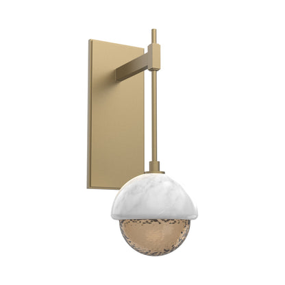 Cabochon Tempo LED Wall Light in Gilded Brass/Bronze Blown Glass (White Marble).