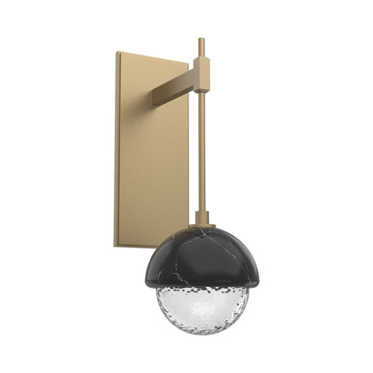Cabochon Tempo LED Wall Light in Gilded Brass/Clear Blown Glass (Black Marble).