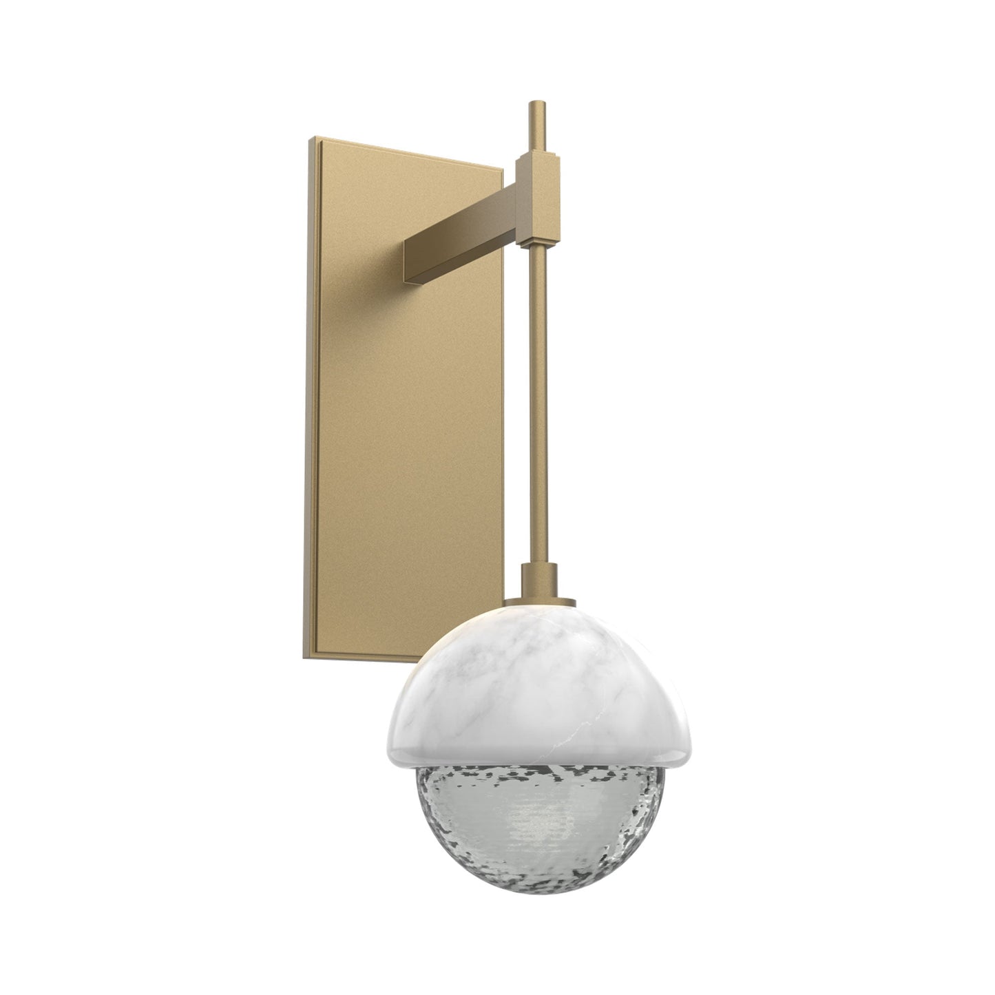Cabochon Tempo LED Wall Light in Gilded Brass/Smoke Blown Glass (White Marble).